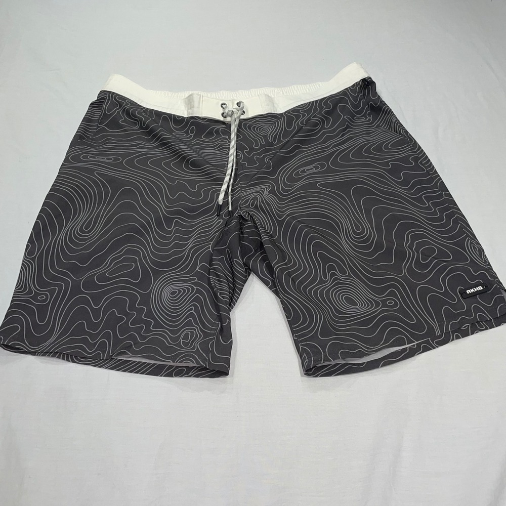Alaskan Hardgear Duluth Trading Co Mens 42 Topo Print Board Shorts Grey White